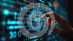 An image of the web 3.0 technology and concept. Blockchain, meta, big data, cloud and server services. Generative AI