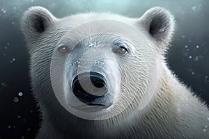 Image of a white bear head on nature background. Wildlife Animals. Illustration. Generative AI