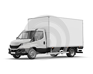 a image of a White Box Truck isolated on a white background