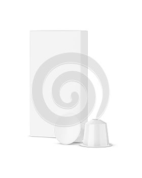 an image of a White Coffee Capsules & Paper Box isolated on a white background