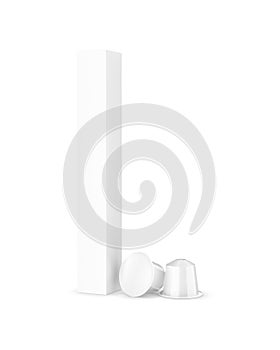 an image of a White Coffee Capsules & Paper Box isolated on a white background