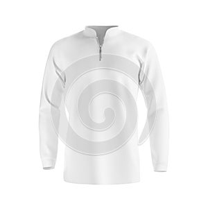An image of a White Fishing Shirt - Zipper Collar isolated on a white background