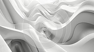 The image is a white, flowing, organic shape that is reminiscent of a wave or a piece of cloth. It is set against a solid white photo