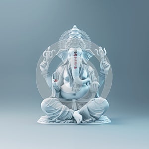 The image of the white Ganesha statue with a gray background is a symbol of peace and purity