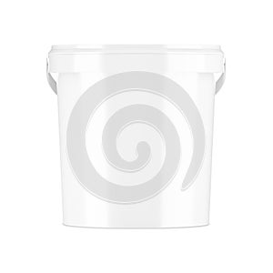 An image of a White Plastic Bucket isolated on a white background