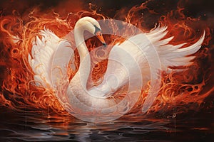 Image of white swan with beautiful patterns and colors., Bird, Wildlife Animals., Generative AI, Illustration