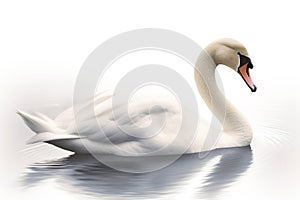 Image of a white swan on white background. Wildlife Animals. Illustration. Generative AI