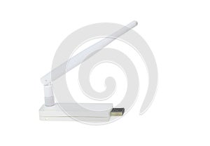 Image of white Wifi USB Stick with antenna isolated on white background