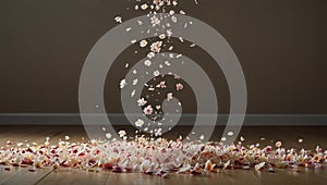 An image of wildflower inflorescences falling onto the floor. photo