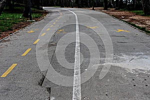 Image of a winding road through a forest