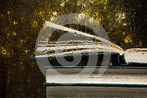 Image of window book rain drop