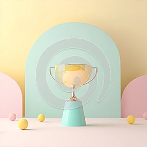 Image of the winner holding a golden trophy cup