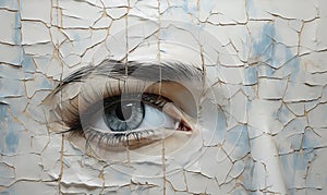 Image of a woman's face with cracked texture.