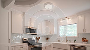 An Image Of A Wonderfully Atmospherically Clean Kitchen With Stainless Steel Appliances AI Generative