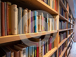 Image of wooden book shelf with books