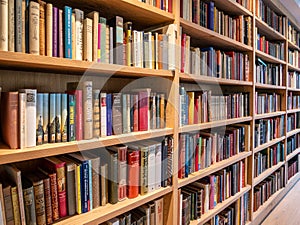 Image of wooden book shelf with books