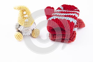 Image of wool toy gloves white background