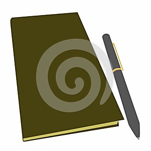 Pen and Book Working Office Vector Art Illustration