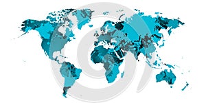 Blue World map of blue stains and shadows.