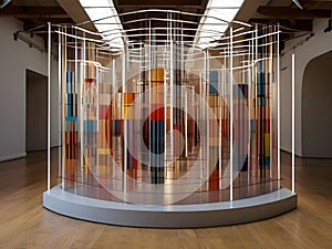 image of Yaacov Agam\'s optical 3D colorful sculpture, an interactive and kinetic exploration of perception.