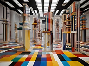 image of Yaacov Agam\'s optical 3D colorful sculpture, an interactive and kinetic exploration of perception.
