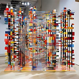 image of Yaacov Agam\'s optical 3D colorful sculpture, an interactive and kinetic exploration of perception.