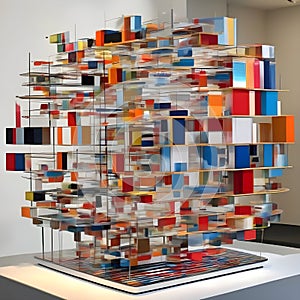 image of Yaacov Agam\'s optical 3D colorful sculpture, an interactive and kinetic exploration of perception.