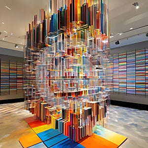 image of Yaacov Agam's optical 3D colorful sculpture, an interactive and kinetic exploration of perception.