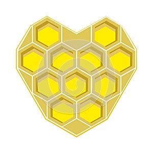 Image of yellow heart, comb like shapes