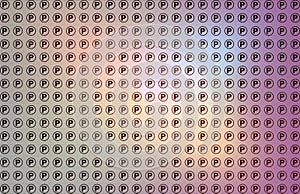 Texture with Letter P in a circle, background, wallpaper, soft lights on hinted tiles, Latin alphabet photo