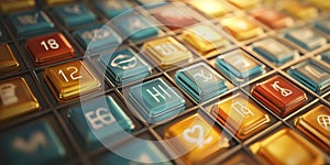 Colorful Array of Symbolic Buttons