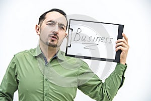 Image of young businesswoman showing that running a business is difficult.