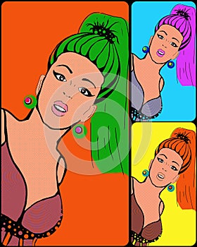 Image of young girl in style pop-art