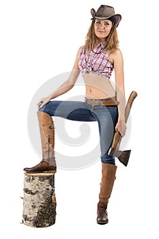 Image of young woman with axe