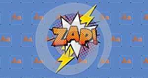 Image of zap text over retro vibrant pattern background photo