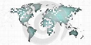 BLUE Digital silhouette of world map