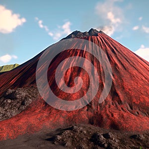 reddish towering volcano aerial view photo