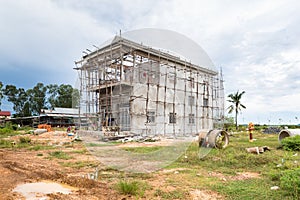 Images of a building in the countryside of Cambodia.
