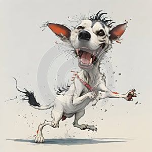 images of the crazy character of dog and cat in the style of Ralph Steadman.