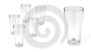 Images of an empty and clear drinking glasses