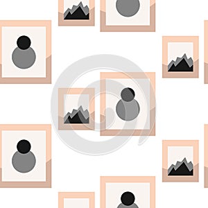 Images in frameson wall seamless vector pattern.