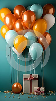 Images generated from AI, Picture of balloons and gift boxes, during the New Year and Christmas festivals