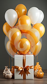 Images generated from AI, Picture of Many balloons and gift boxes