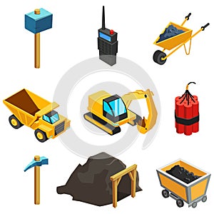 Images Mine Equipment Geological Set Vector Icons