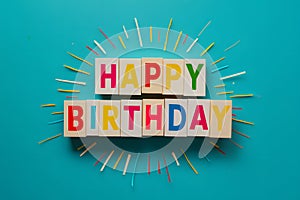 ImageStock Happy birthday celebration with colorful design, greeting card concept