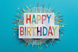 ImageStock Happy birthday celebration with colorful design, greeting card concept