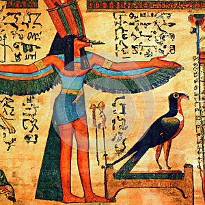 Imaginary ancient Egyptian papyrus of Horus