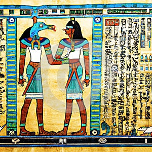 Imaginary ancient Egyptian papyrus of Horus