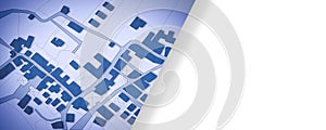 Imaginary Cadastral map and General Urban Plan - Zoning regulations with zoning districts, urban destinations, land use, photo