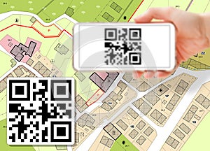 Imaginary cadastral map of territory and General Urban Plan with buildings and land parcel - Land and property registry